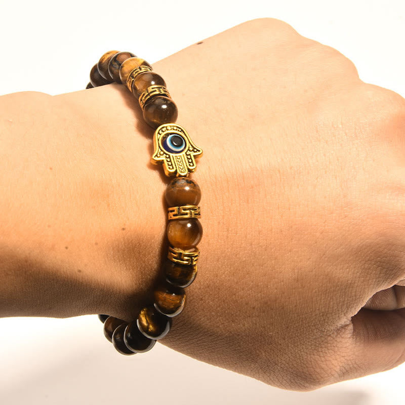 Buddha Stones Tiger Eye Beads Evil Eye Courage Bracelet