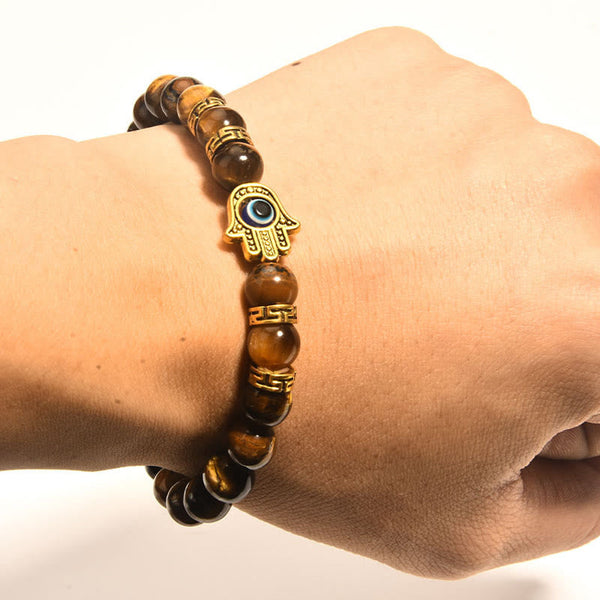Buddha Stones Tiger Eye Beads Evil Eye Courage Bracelet