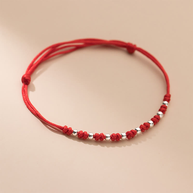 Buddha Stones 925 Sterling Silver Beads Red String Adjustable Luck Bracelet