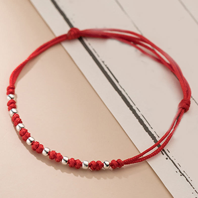 Buddha Stones 925 Sterling Silver Beads Red String Adjustable Luck Bracelet