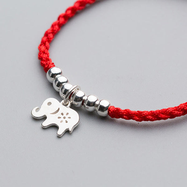 Buddha Stones 925 Sterling Silver Beads Snowflake Elephant Red String Luck Bracelet