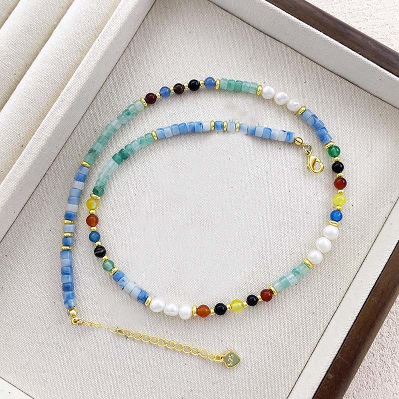 Buddha Stones Pearl Glass Healing Necklace Pendant