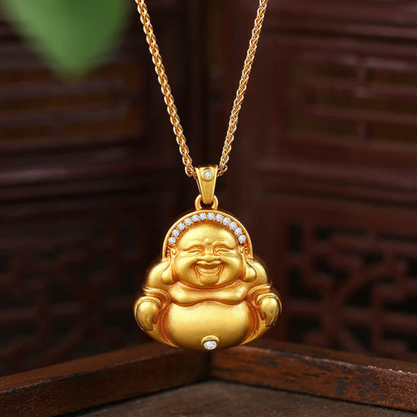 FREE Today: Happiness and Blessing Copper Laughing Buddha Pattern Necklace Pendant