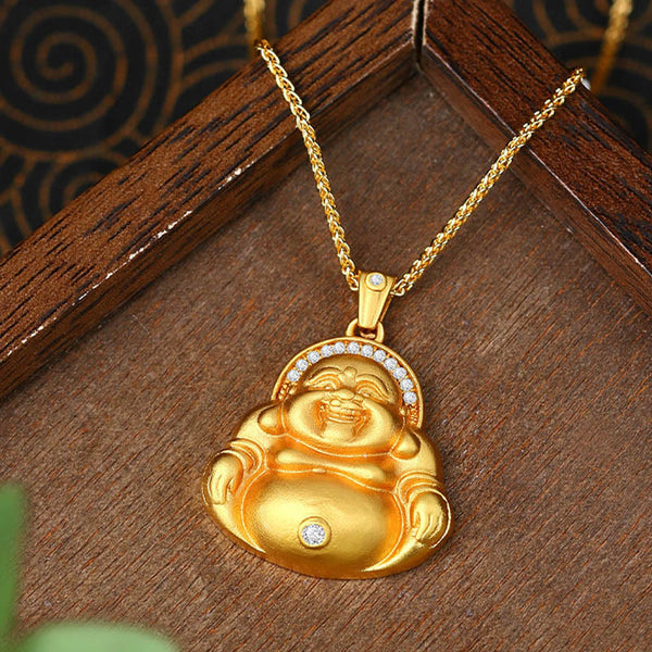 FREE Today: Happiness and Blessing Copper Laughing Buddha Pattern Necklace Pendant