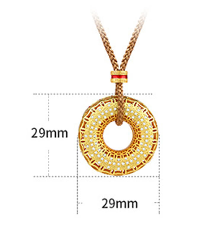 Buddha Stones Copper Coin Pattern Peace Buckle Copper Auspicious Necklace Pendant