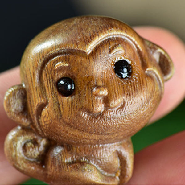 Buddha Stones Green Sandalwood Small Leaf Red Sandalwood Cute Monkey Animals Peace Decoration