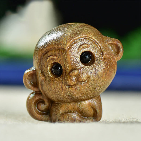 Buddha Stones Green Sandalwood Small Leaf Red Sandalwood Cute Monkey Animals Peace Decoration