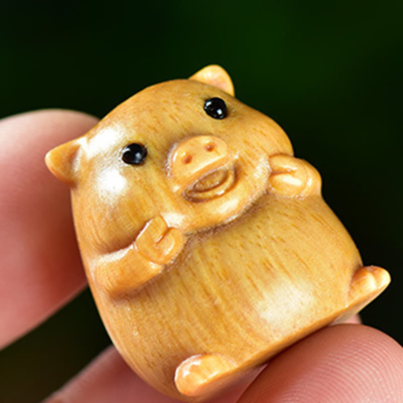 Buddha Stones Green Sandalwood Small Leaf Red Sandalwood Cute Pig Animals Positive Decoration