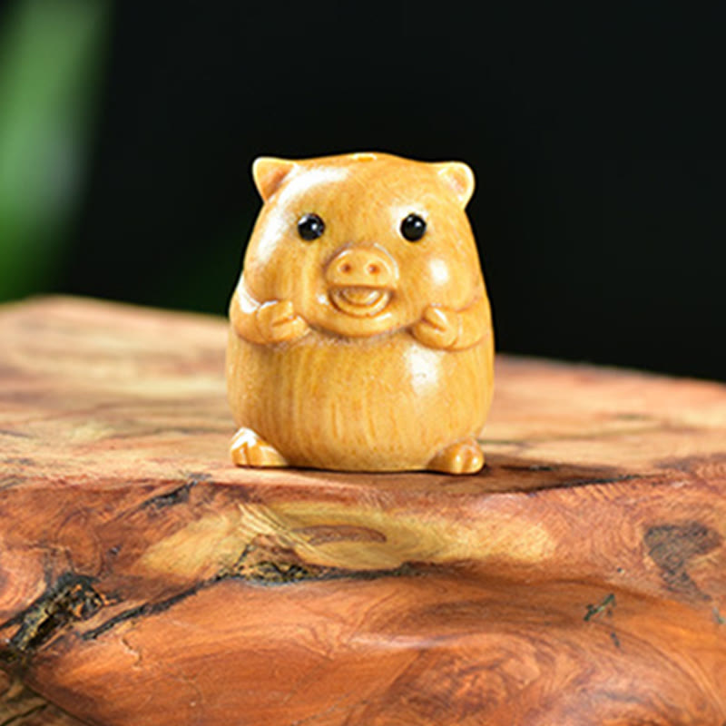 Buddha Stones Green Sandalwood Small Leaf Red Sandalwood Cute Pig Animals Positive Decoration