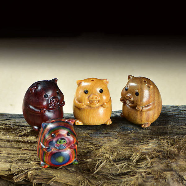 Buddha Stones Green Sandalwood Small Leaf Red Sandalwood Cute Pig Animals Positive Decoration