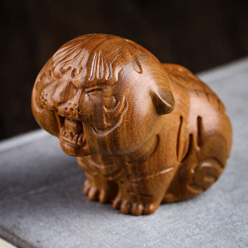 Buddha Stones Green Sandalwood Cute Tiger Animals Positive Decoration