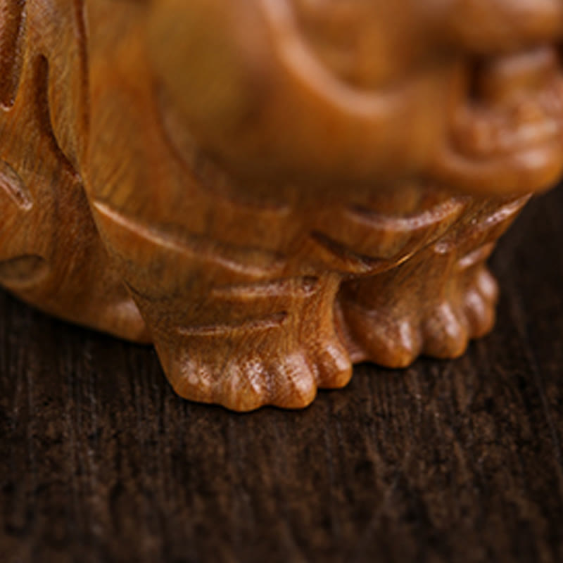Buddha Stones Green Sandalwood Cute Tiger Animals Positive Decoration