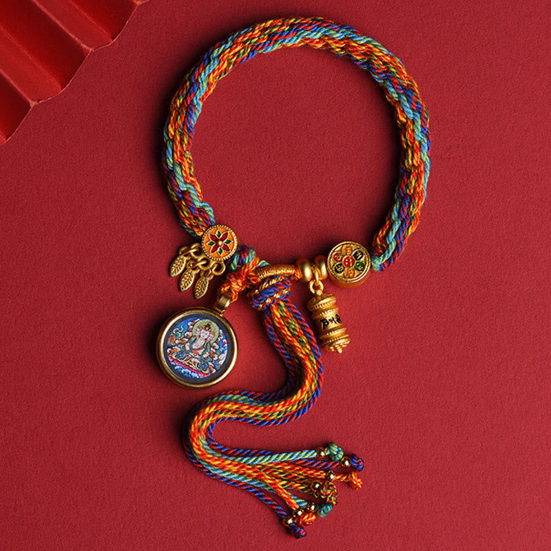 Buddha Stones Thangka Tibetan Chinese Zodiac Zakiram Colorful Rope Connection String Bracelet