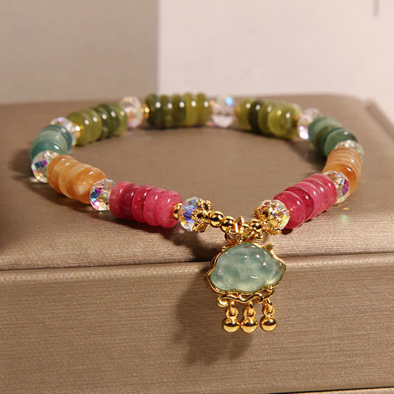 Buddha Stones Colorful Abacus Beads Auspicious Cloud Tourmaline Positive Bracelet