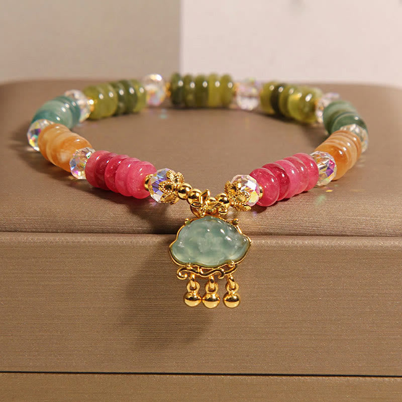 Buddha Stones Colorful Abacus Beads Auspicious Cloud Tourmaline Positive Bracelet