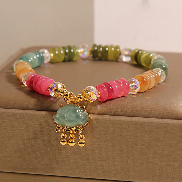 Buddha Stones Colorful Abacus Beads Auspicious Cloud Tourmaline Positive Bracelet