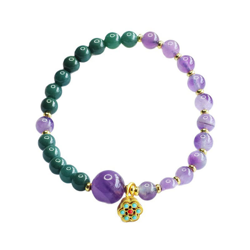 Buddha Stones Natural Lotus Amethyst Jade Balance Bracelet