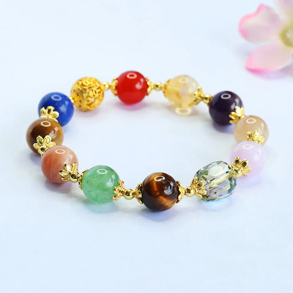 Buddha Stones Natural Dunhuang Colorful Beads Amethyst Lazurite Balance Bracelet
