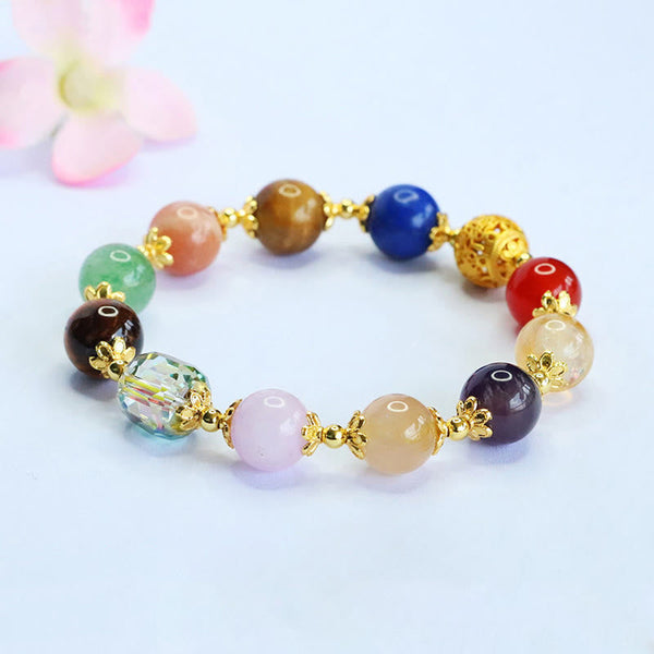 Buddha Stones Natural Dunhuang Colorful Beads Amethyst Lazurite Balance Bracelet