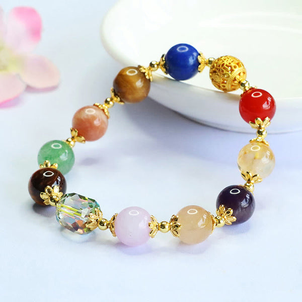 Buddha Stones Natural Dunhuang Colorful Beads Amethyst Lazurite Balance Bracelet