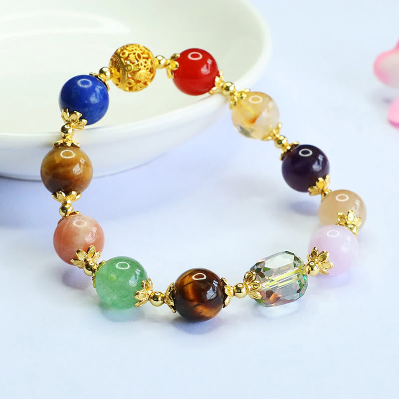 Buddha Stones Natural Dunhuang Colorful Beads Amethyst Lazurite Balance Bracelet