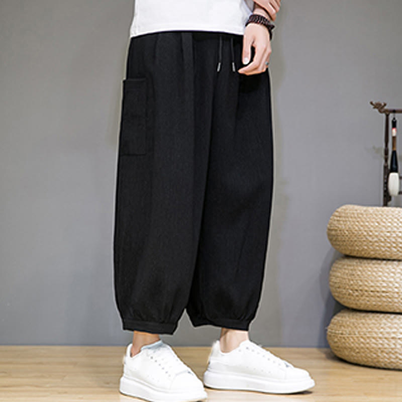 Buddha Stones Casual 7-8 Length Cropped Men's Harem Pants With Side Pockets