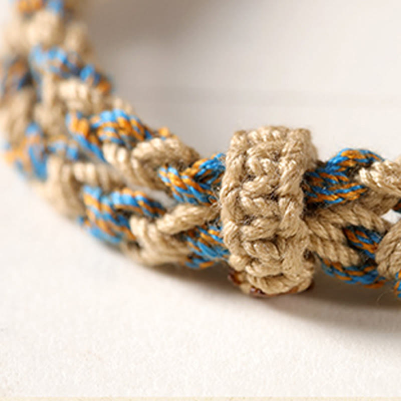 Buddha Stones Handmade Tibetan Dzi Bead Wealth Protection Braided String Bracelet