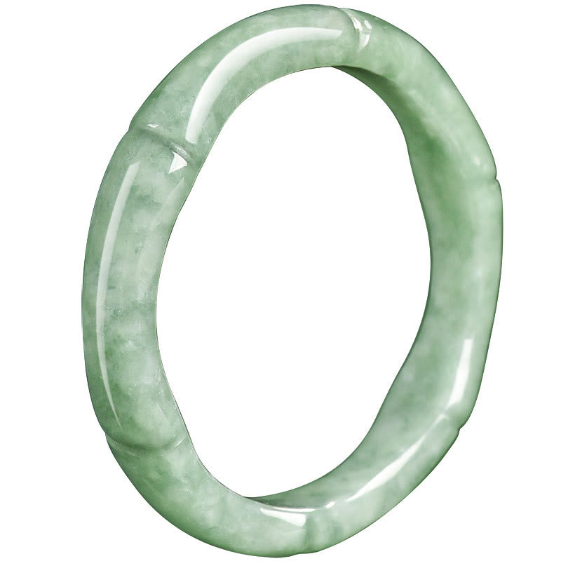 Buddha Stones Natural Bamboo Design Jade Abundance Ring