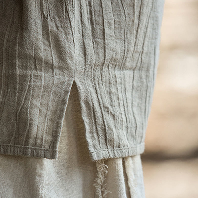 Buddha Stones Summer Tie-dye Frog-Button Ramie Cotton Sleeveless Women's Vest