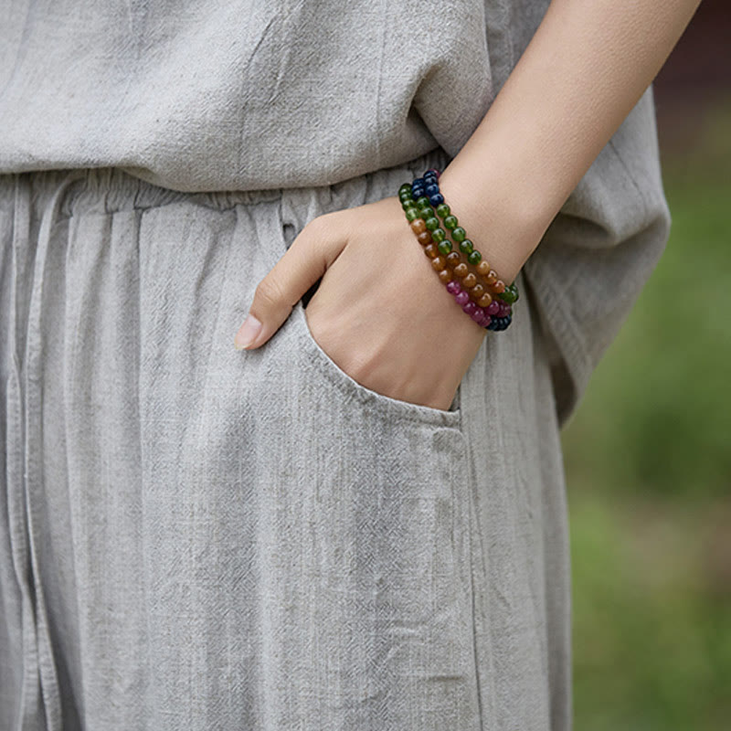 Buddha Stones Casual Tie-Dye Women's Linen Wide Leg Pants With Pockets