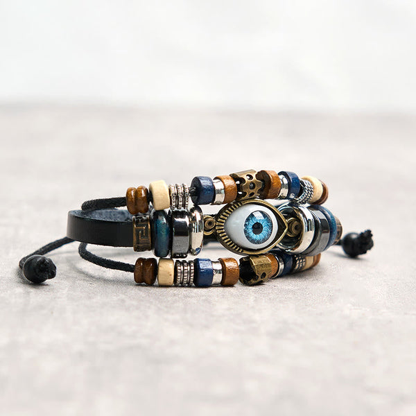FREE Today: Protection and Blessing Evil Eye Leather Adjustable Bracelet