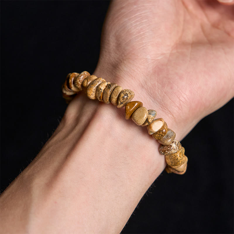 Buddha Stones Picture Jasper Irregular Blocks Balance Bracelet