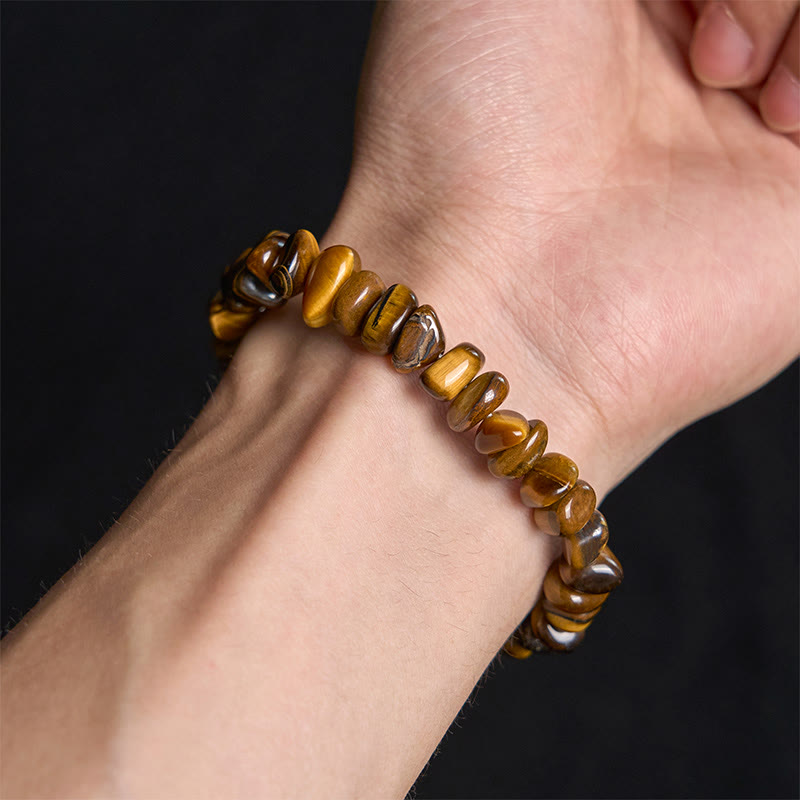 Buddha Stones Tiger Eye Irregular Blocks Courage Bracelet