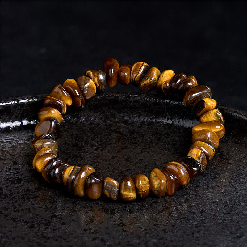 Buddha Stones Tiger Eye Irregular Blocks Courage Bracelet