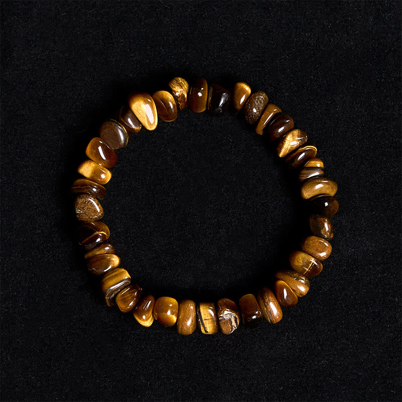 Buddha Stones Tiger Eye Irregular Blocks Courage Bracelet