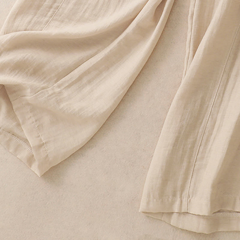 Buddha Stones Summer Drawstring Design Women's Wide Leg Pants With Pockets