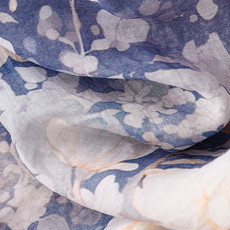 Buddha Stones White Flowers Crew Neck Cotton Half Sleeve Women's Shirt