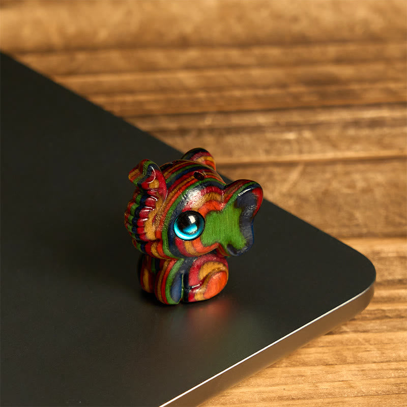 Buddha Stones 2Pcs Mini Rainbow Eucalyptus Elephant Carved Strength Decoration