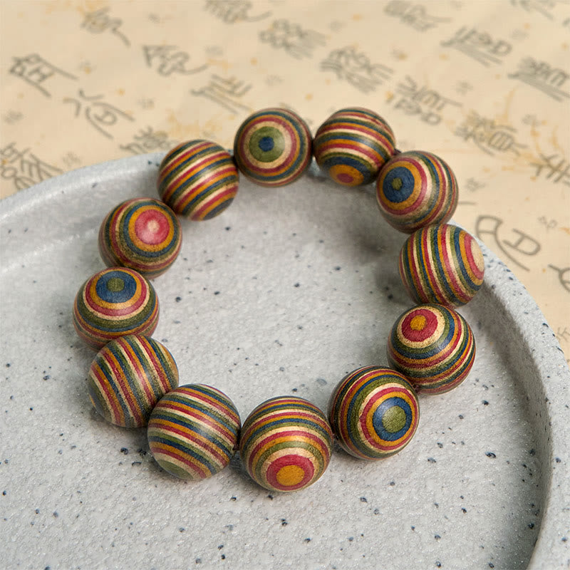 Buddha Stones Colorful Rainbow Eucalyptus Balance Bracelet