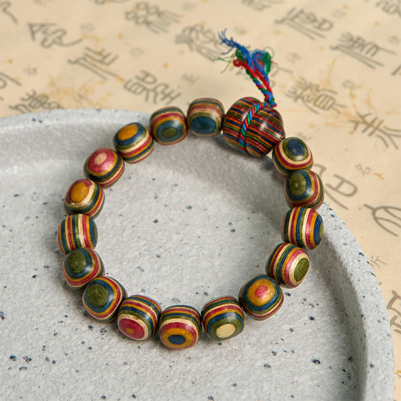 Buddha Stones Colorful Rainbow Eucalyptus Gourd Positive Bracelet