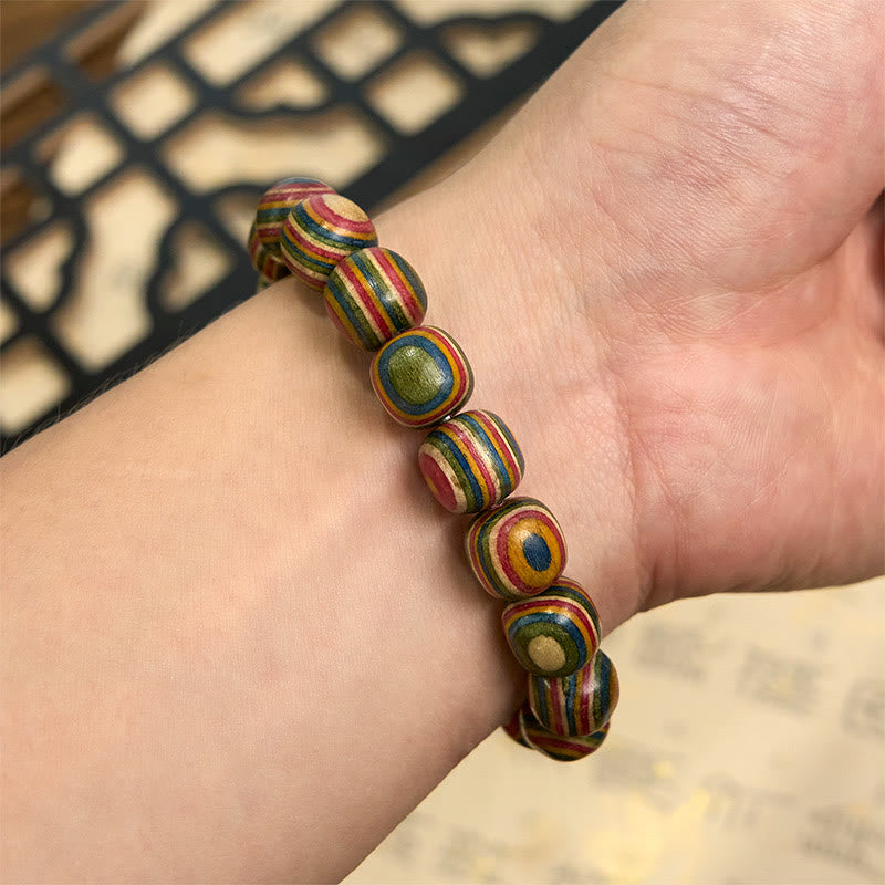 Buddha Stones Colorful Rainbow Eucalyptus Gourd Positive Bracelet