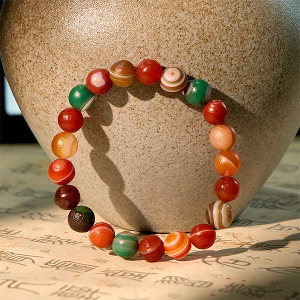 Buddha Stones Natural Alashan Agate Confidence Bracelet