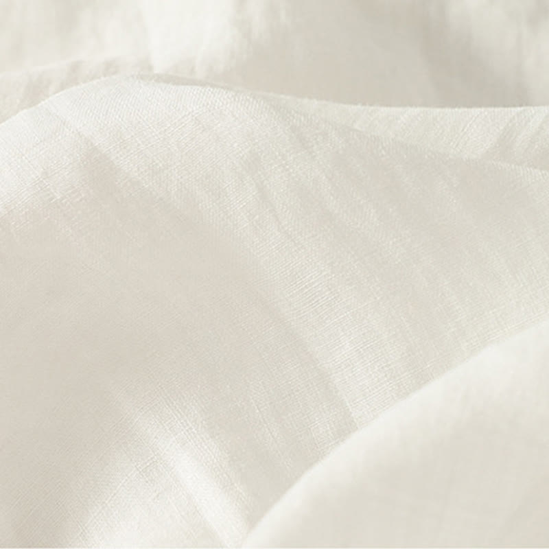 Buddha Stones Casual Embroidery Red Heart Short Sleeve Women's Cotton Linen T-Shirt