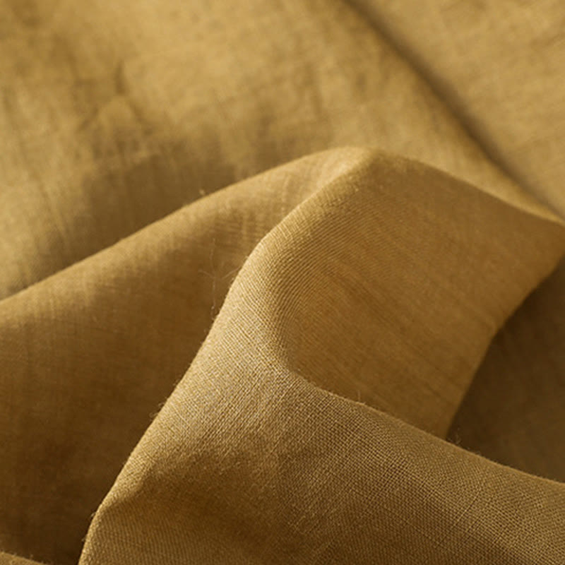 Buddha Stones Vintage Three Quarter Sleeve Cotton Linen Women's Shirt With Pockets