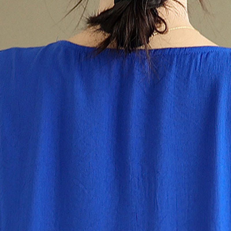 Buddha Stones Fall Casual V-Neck Long Sleeve Cotton Maxi Dress