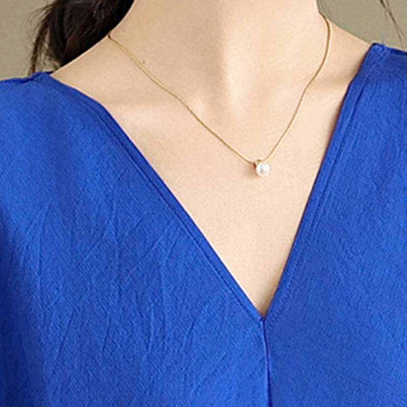 Buddha Stones Fall Casual V-Neck Long Sleeve Cotton Maxi Dress