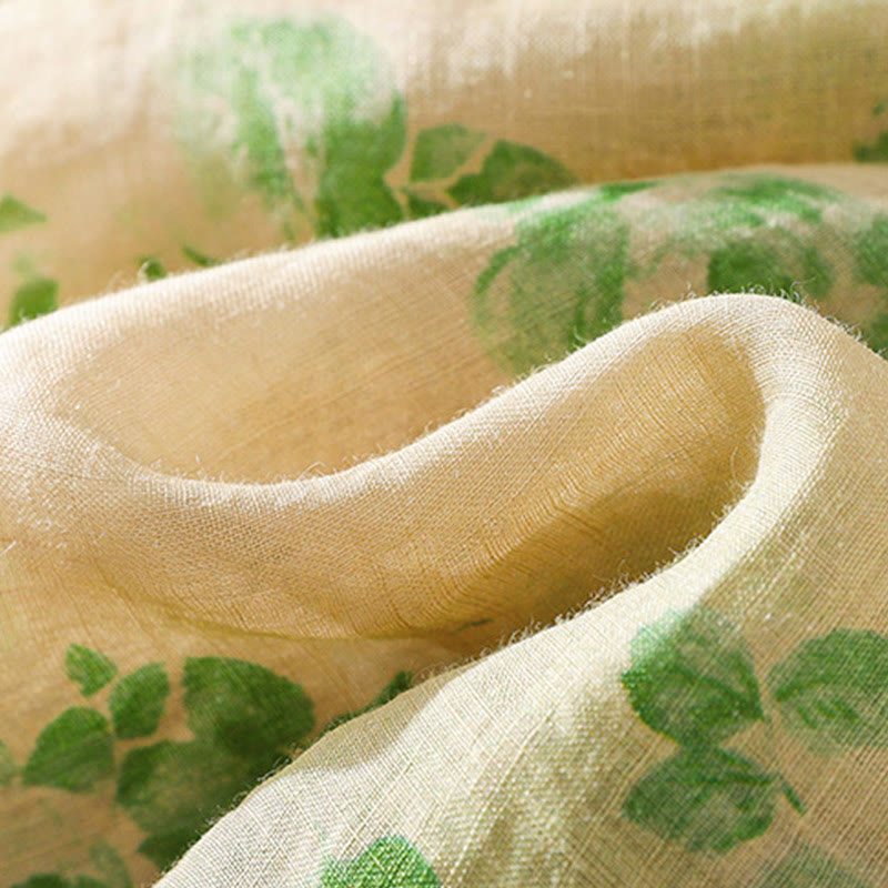 Buddha Stones Retro Printing Buttons Design Drawstring High Waist Cotton Midi Dress With Pockets