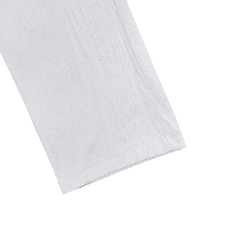 Buddha Stones Casual Plain Color Buttons Men's Cotton Pants With Pockets