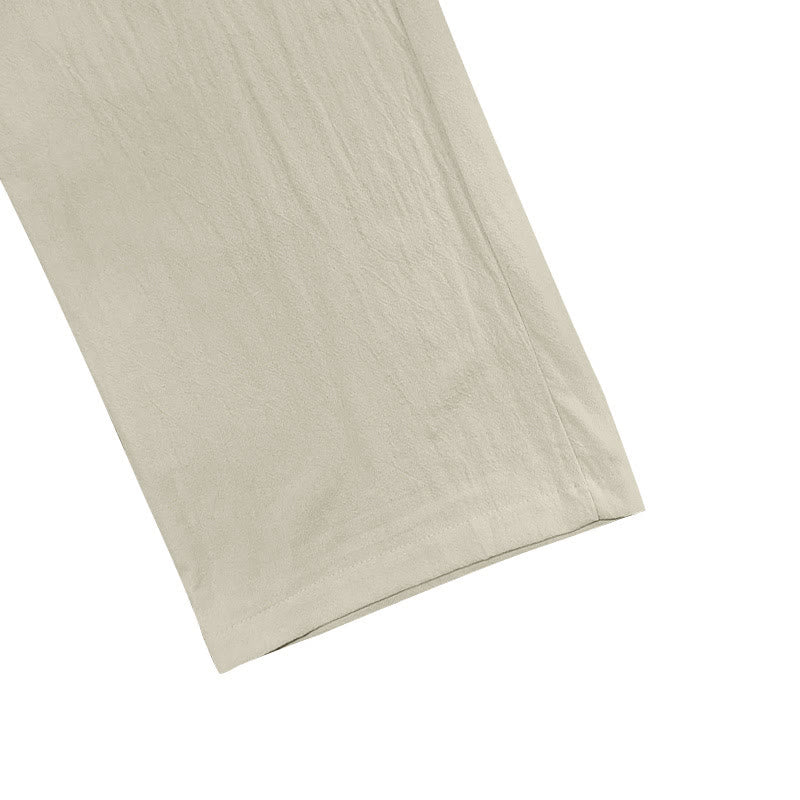 Buddha Stones Casual Plain Color Buttons Men's Cotton Pants With Pockets