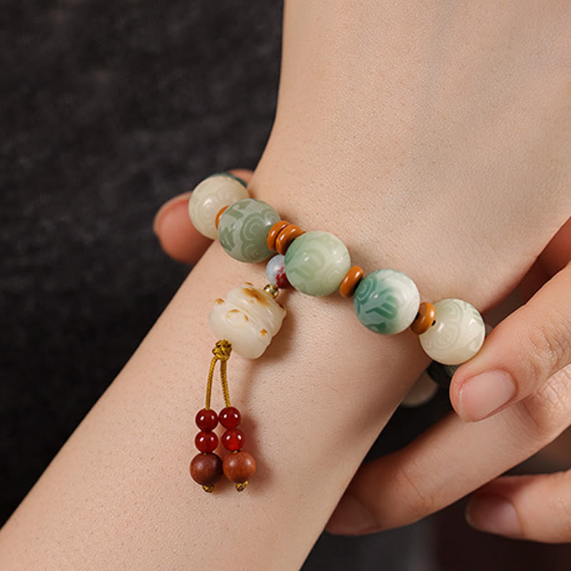 Buddha Stones Gradient Bodhi Seed Om Mani Padme Hum Carved Zakiram Peace Bracelet